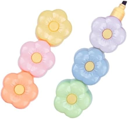 NUOBESTY 5-Satzes bunte Blumen-Textmarker Stapelbar für Schul- und Bürotagebedarf - Notizen, Planer und kreative Projekt