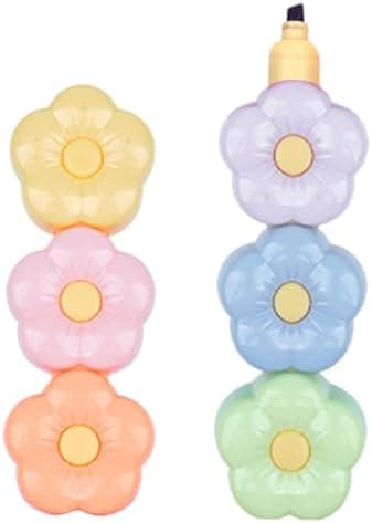 NUOBESTY 5-Satzes bunte Blumen-Textmarker Stapelbar für Schul- und Bürotagebedarf - Notizen, Planer und kreative Projekt