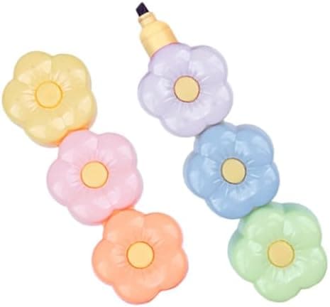 NUOBESTY 5-Satzes bunte Blumen-Textmarker Stapelbar für Schul- und Bürotagebedarf - Notizen, Planer und kreative Projekt
