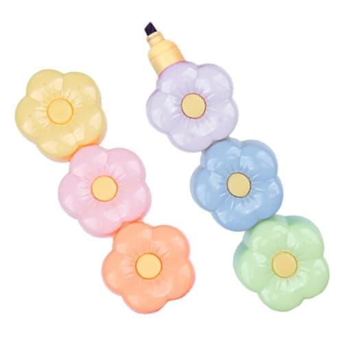 NUOBESTY 5-Satzes bunte Blumen-Textmarker Stapelbar für Schul- und Bürotagebedarf - Notizen, Planer und kreative Projekt