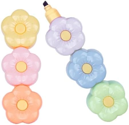 NUOBESTY 5-Satzes bunte Blumen-Textmarker Stapelbar für Schul- und Bürotagebedarf - Notizen, Planer und kreative Projekt