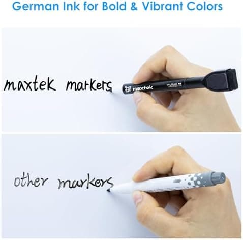 Maxtek Magnetic Dry-Erase Markers, 6 Stücke, Schwarz, Trockenausschlag, Radiergummi, Abwischbar, Geruchsarmer, Ethikomsi