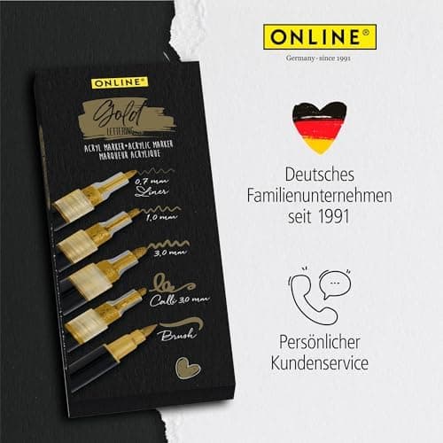 Online 5x Fineliner Schwarz wasserbeständig | mit Brush Pen und Kalligrafie-Spitze | Black Handlettering-Set | Tuschesti