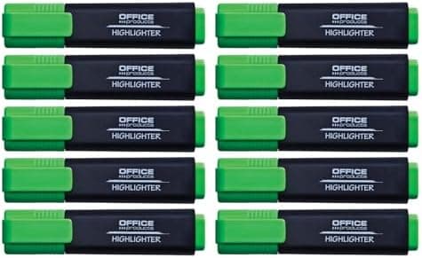 OFFICER PRODUCTS Leuchtender Textmarker 10er Pack Gelb Hohe Qualität und Sicherheit für Schüler und Büroangestellte