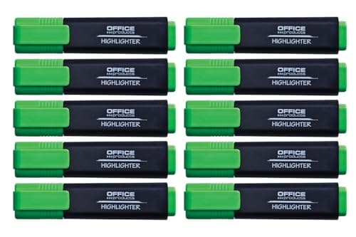 OFFICER PRODUCTS Leuchtender Textmarker 10er Pack Gelb Hohe Qualität und Sicherheit für Schüler und Büroangestellte