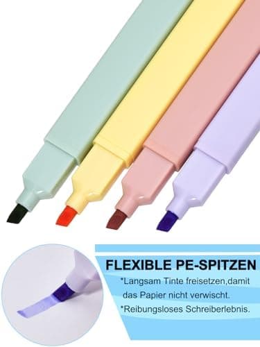 [12er-Pack] Ästhetische Textmarker für Schüler und Studierende mit weicher Keilspitze, No Bleed Bible Highlighter Pastel