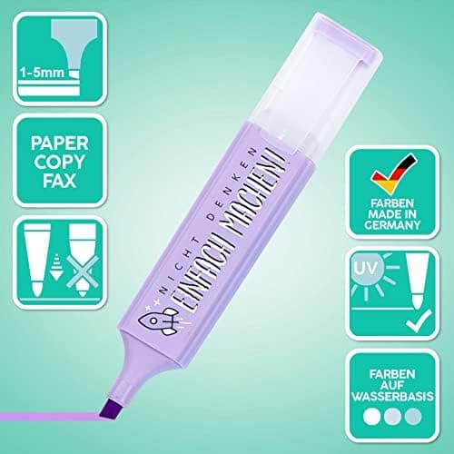 6x Pastell Textmarker - das motivierend lustige Textmarker Set zum Lernen und Markieren ist das Geschenk für Studenten,