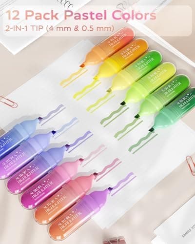 Four Candies 8PCS schnelles Trocknen süße Pastell-Textmarker-Set, weiche Keilspitze, ideal für Bibeltextmarker, kein Aus
