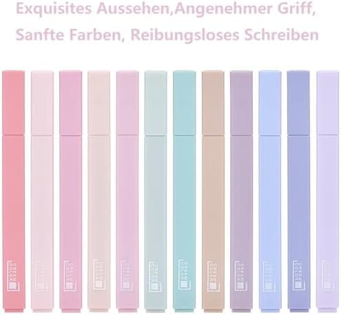 [12er-Pack] Ästhetische Textmarker für Schüler und Studierende mit weicher Keilspitze, No Bleed Bible Highlighter Pastel
