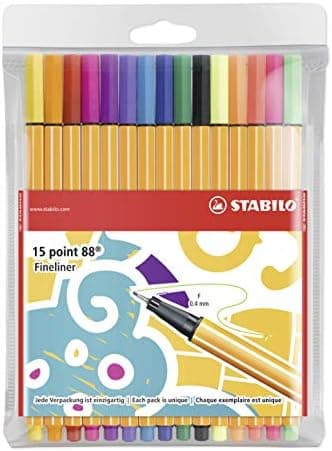 STABILO Fineliner point 88-15er Pack Standardfarben für Schüle und Büro