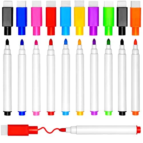 10 Stück Whiteboard Stifte, 9 Farben Magnetic Trockensystem Abwischbare Marker für Büro und Schule
| 10 Stück Whiteboar