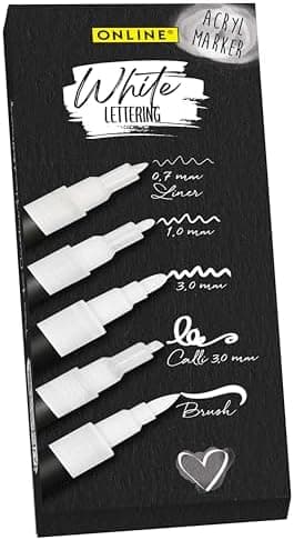 Online 5x Fineliner Schwarz wasserbeständig | mit Brush Pen und Kalligrafie-Spitze | Black Handlettering-Set | Tuschesti