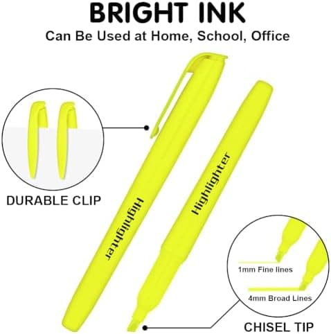 30 Stück Highlighter mit Keilspitze - Keulenschutz gegen Austrocknung für Büro und Studenten - Perfekter Notizenmarker