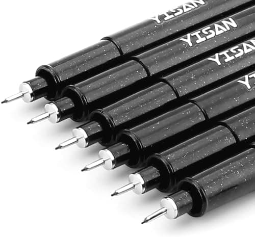 YISAN Fineliner Schwarz Set für Künstler - Pigment Liner Stifte mit 0,1mm Spitze - Set von 6 Stück
| YISAN Tuschestift