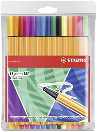 STABILO Fineliner point 88-15er Pack Standardfarben für Schüle und Büro