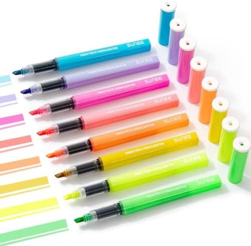 SUNEE Highlighter Pen mit Keilspitze, Bibel Textmarker Set in 8 Farben für Bibel-Leser und Notiznehmer droitside