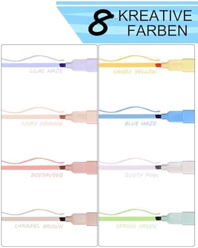 [12er-Pack] Ästhetische Textmarker für Schüler und Studierende mit weicher Keilspitze, No Bleed Bible Highlighter Pastel