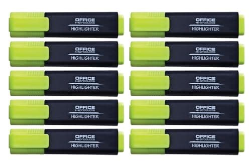 OFFICER PRODUCTS Leuchtender Textmarker 10er Pack Gelb Hohe Qualität und Sicherheit für Schüler und Büroangestellte