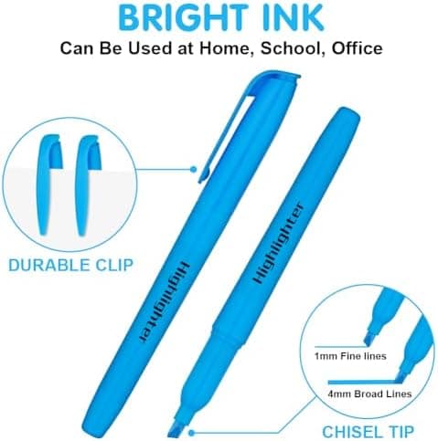 30 Stück Highlighter mit Keilspitze - Keulenschutz gegen Austrocknung für Büro und Studenten - Perfekter Notizenmarker