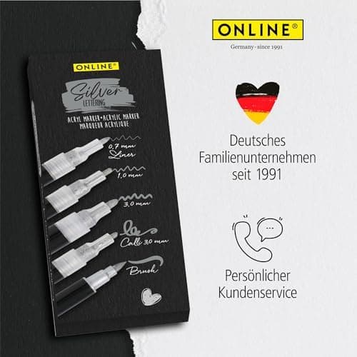 Online 5x Fineliner Schwarz wasserbeständig | mit Brush Pen und Kalligrafie-Spitze | Black Handlettering-Set | Tuschesti