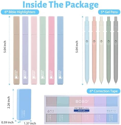 17 Textmarker Pastell Set für Journal und Büro - Aesthetic Bible Highlighter und Fineliner für Bibel und Schulbedarf
|