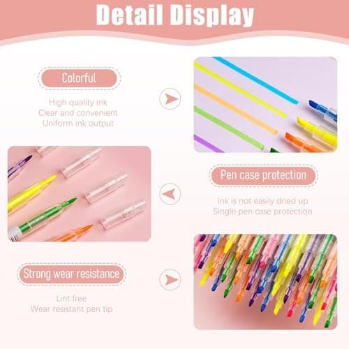 6 PCS Dual Tips Textmarker für Hervorheben in der Schule und im Büro
| Doppelseitige Textmarker Stifte für Tagebücher u