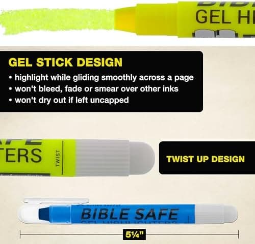 U.S. Office Supply Bibelsichere Gel-Highlighter - 6 Leuchtend Neone Farben - Keine Verschmierteverfärbung oder Eintrockn