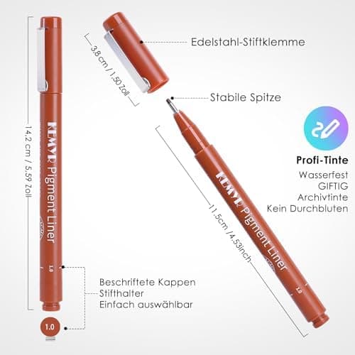 Fineliner Schwarz für Künstler - Wasselfest Zentangle Stifte & Pigment Liner Set (0.03mm-L), 22 Stück