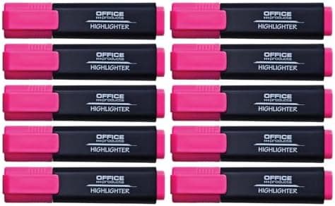 OFFICER PRODUCTS Leuchtender Textmarker 10er Pack Gelb Hohe Qualität und Sicherheit für Schüler und Büroangestellte