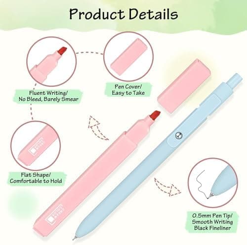 17 Textmarker Pastell Set für Journal und Büro - Aesthetic Bible Highlighter und Fineliner für Bibel und Schulbedarf
|