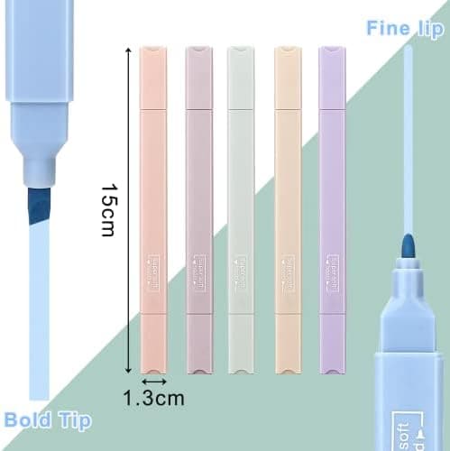 Mkitnvy Dual Tips Textmarker,12PC Ästetische Textmarker Assorted Farben Pastell Set für Journaling Bibelplaner Notizen S