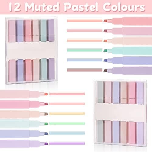 Pastell Textmarker Set für Tagebuch und Notizbuch - Aesthetic Marker Stifte 12 Stück Highlighter Pen
| Pastell Highligh