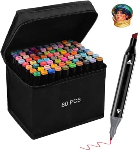 Alkohol Marker Set 40 Farben Dicke und Dünne, Permanent-Kunstmarker mit Filzstiften, Tragetasche zur Zeichnung und Gest