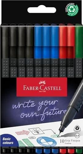 Faber-Castell 151620 Box mit 20 Grip Finelinern für Erwachsene zur lebendigen farbigen Kunst Stifte zum Zeichnen