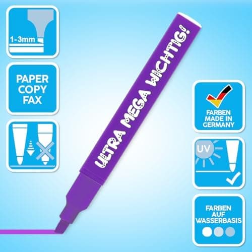 8x Lustige Textmarker - das frech bunte Marker Set für Studenten, Schüler, Lehrer und Kollegen - Highlighter Stifte für