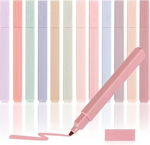 Ästhetische Textmarker, 12 PC Assorted Colors No Bleed Dry Fast Easy to Hold für Pastell Fans zur NotizenBei Bible-Plan