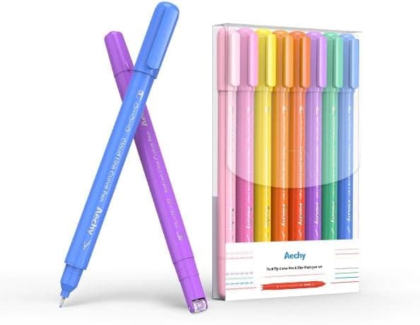 AECHY 12er Set Textmarker für Kreative, Studierende und Kinder - 10 Muster, 12 Farben, feine Linien und Highlighter - Ge
