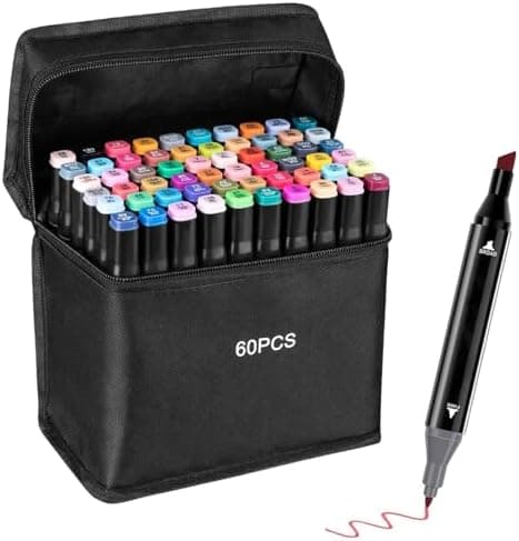 Alkohol Marker Set 40 Farben Dicke und Dünne, Permanent-Kunstmarker mit Filzstiften, Tragetasche zur Zeichnung und Gest