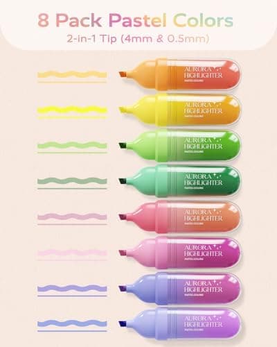 Four Candies 8PCS schnelles Trocknen süße Pastell-Textmarker-Set, weiche Keilspitze, ideal für Bibeltextmarker, kein Aus