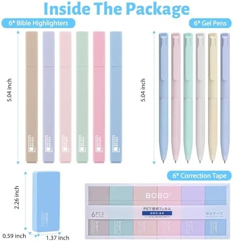 17 Textmarker Pastell Set für Journal und Büro - Aesthetic Bible Highlighter und Fineliner für Bibel und Schulbedarf
|
