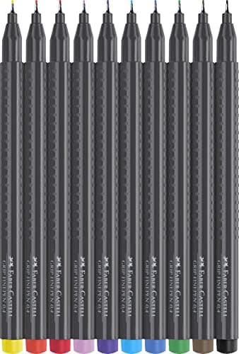 Faber-Castell 151620 Box mit 20 Grip Finelinern für Erwachsene zur lebendigen farbigen Kunst Stifte zum Zeichnen
