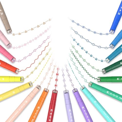 AECHY 12er Set Textmarker für Kreative, Studierende und Kinder - 10 Muster, 12 Farben, feine Linien und Highlighter - Ge