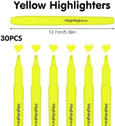 30 Stück Highlighter mit Keilspitze - Keulenschutz gegen Austrocknung für Büro und Studenten - Perfekter Notizenmarker