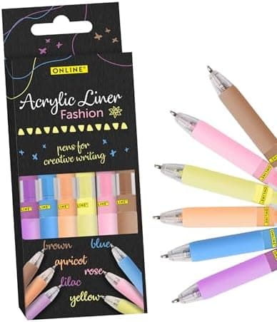 Online 5x Fineliner Schwarz wasserbeständig | mit Brush Pen und Kalligrafie-Spitze | Black Handlettering-Set | Tuschesti