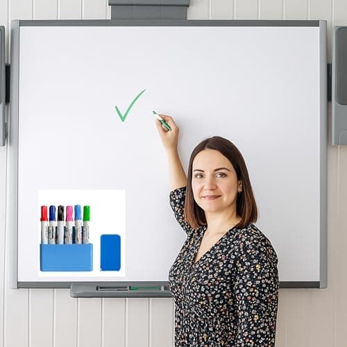 Whiteboard Marker Set, 6 Stück Stifte für Büro und Schule mit Abweschbarkeit und Magnetischhalter, ideal für Office und