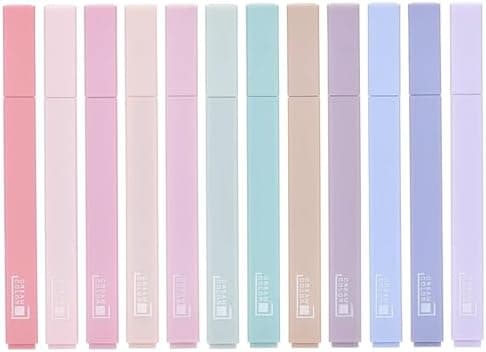 [12er-Pack] Ästhetische Textmarker für Schüler und Studierende mit weicher Keilspitze, No Bleed Bible Highlighter Pastel