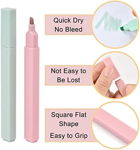 Ästhetische Textmarker, 12 PC Assorted Colors No Bleed Dry Fast Easy to Hold für Pastell Fans zur NotizenBei Bible-Plan