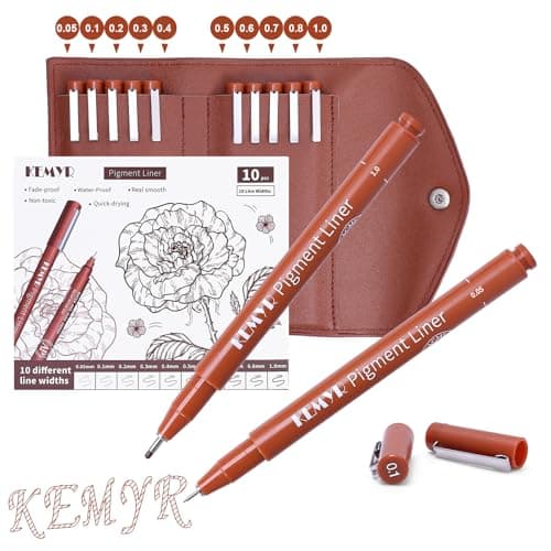 Fineliner Schwarz für Künstler - Wasselfest Zentangle Stifte & Pigment Liner Set (0.03mm-L), 22 Stück