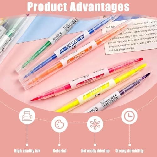 6 PCS Dual Tips Textmarker für Hervorheben in der Schule und im Büro
| Doppelseitige Textmarker Stifte für Tagebücher u