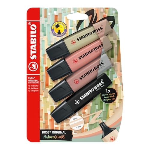 STABILO Textmarker BOSS ORIGINAL NatureCOLORS - 6er Pack - Farbige Markierer für Künstler und Designern - Dickes Marker